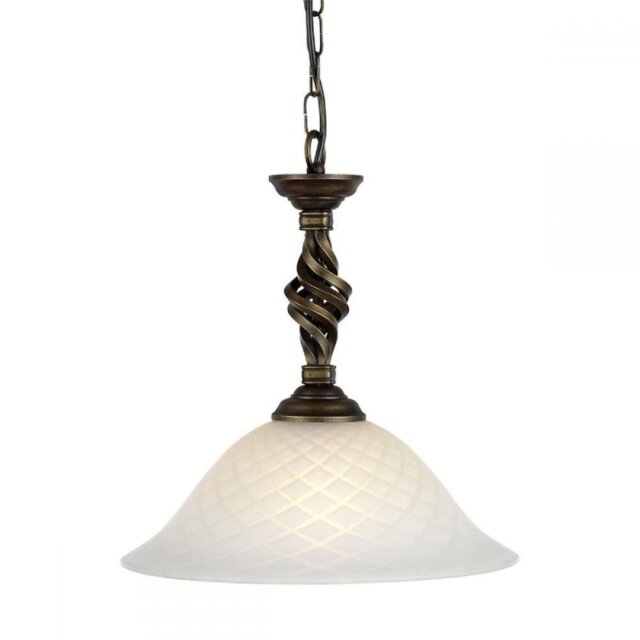 Elstead PB/P BLK/GOLD Pembroke 1 Light Ceiling Pendant In Black/Gold With Glass Shade