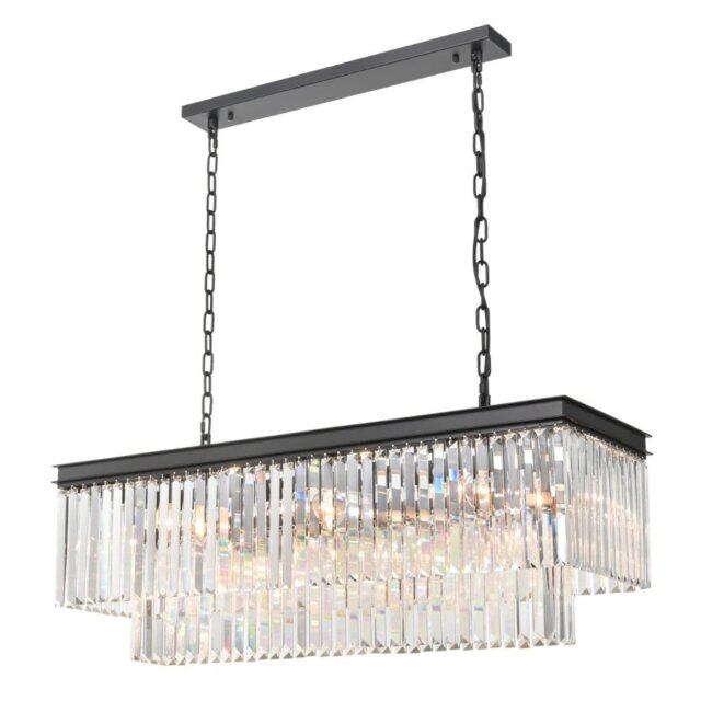 Franklite Perdita 11 Light Rectangular Ceiling Pendant Light In Matt Black Finish FL2413-11