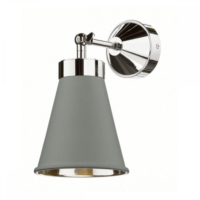 David Hunt Lighting HYD07 The Hyde 1 Light Wall Light In Powder Grey And Chrome
