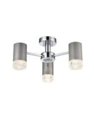 Franklite FL2422-3 Cordelia 3 Light Flush Ceiling Light In Satin Brushed Silver And Chrome Finish F2422-3