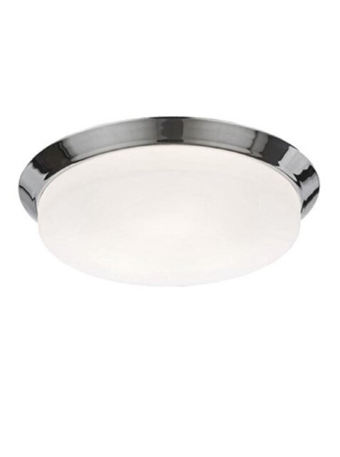 Franklite CF5781 Flush Ceiling Light With Chrome Finish Base And Matt White Glass - Dia: 390mm