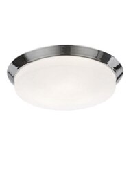 Franklite CF5781 Flush Ceiling Light With Chrome Finish Base And Matt White Glass - Dia: 390mm