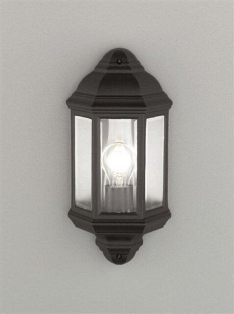 OUT6613 Matt Black Flush Wall Light With Clear Glass Panels