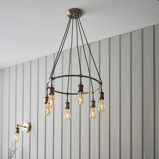 Endon 99914 Hal 6 Light Ceiling Pendant Light In Antique Brass Finish