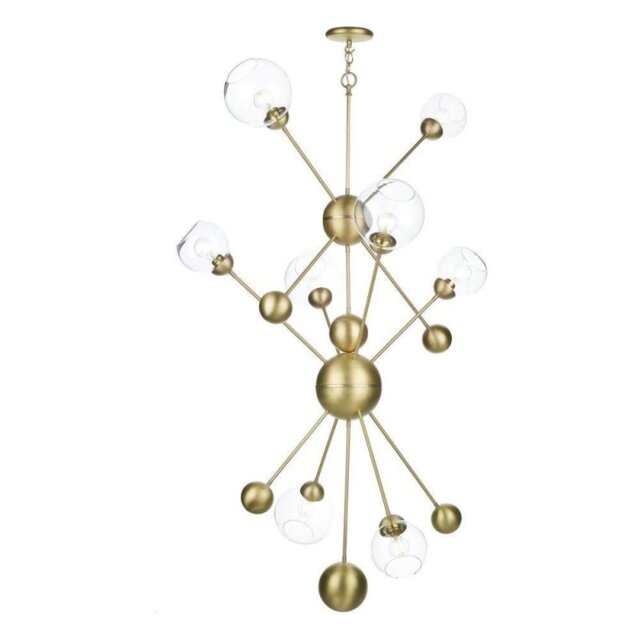 David Hunt Lighting COS0840 Cosmos 8 Light Ceiling Pendant in Butter Brass With Clear Glass