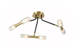 Franklite Petite 6 Light Flush Ceiling Light In Modern Black And Bronze Finish FL2435-6