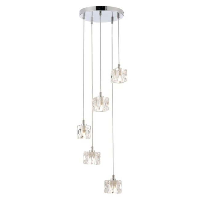 Modern 5 Light Ice Cube Spiral Cluster Ceiling Pendant Light