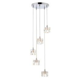 Modern 5 Light Ice Cube Spiral Cluster Ceiling Pendant Light