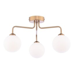 Dar Wisebuys Feya 3 Light Semi Flush Ceiling Light in Antique Bronze And Opal Glass
