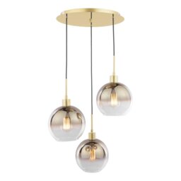 Dar Lighting Lycia 3 Light Cluster Pendant Light In Satin Gold With Gold Ombre Glass