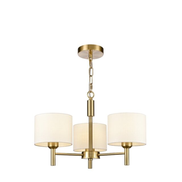 Franklite Barolo 3 Light Ceiling Light In Aged Brass With Off White Shades FL2471-3