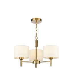 Franklite Barolo 3 Light Ceiling Light In Aged Brass With Off White Shades FL2471-3