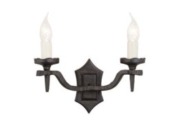 Elstead RY2B BLACK Rectory twin black, wrought iron wall light