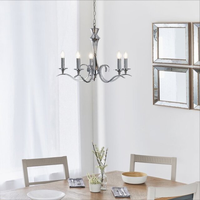 Endon KORA-5CH Traditional 5 Light Chandelier With Chrome Finish