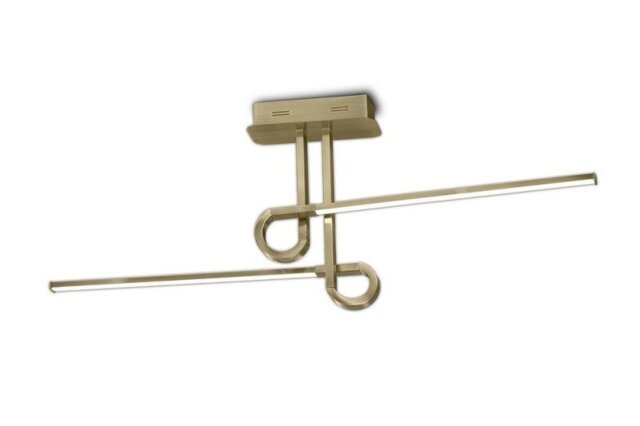 M6127 Cinto 2 Light LED Semi Flush Ceiling Light In Antique Brass