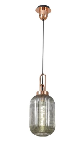 Glenn 1 Light Tubular Ceiling Pendant in Copper With Champagne Glass