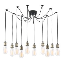 Dar Lighting WAC2375 Waco 10 Light Ceiling Pendant Light In Antique Brass And Matt Black