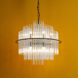 Dar Lighting Lukas 13 Light Glass Ceiling Pendant Light In Satin Black Finish LUK1722