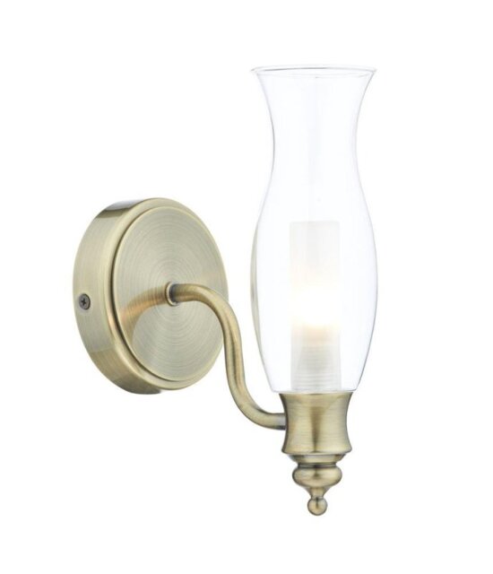 Dar VES0775 Vestry Antique Brass Bathroom wall Light IP44