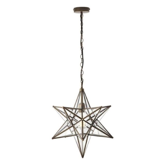 Dar ILA8675 Ilario 1 Light Star Ceiling Pendant Light In Antique Brass - Dia: 420mm