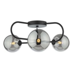 Dar Wisebuys EIS5322 Eissa 3 Light Semi Flush Light In Matt Black With Smoked Glass