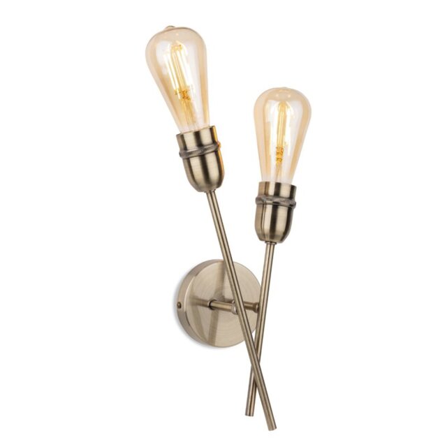 Firstlight 2882AB Leon 2 Light Wall Light In Antique Brass Finish