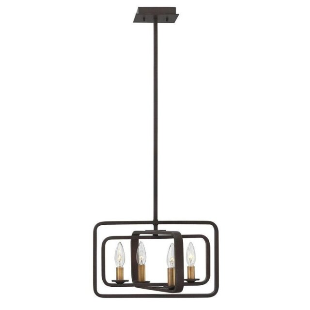 HK/QUENTIN/4/P/A Quentin 4 Light Ceiling Pendant/Semi Flush Rectangular Light In Bronze