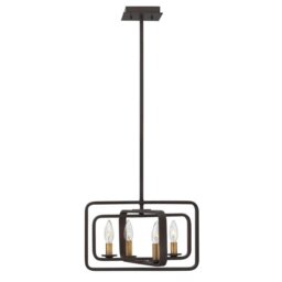 HK/QUENTIN/4/P/A Quentin 4 Light Ceiling Pendant/Semi Flush Rectangular Light In Bronze