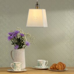 Laura Ashley Porcelain Ceiling Pendant Light In Cream And Antique Brass Finish LA3756731-Q