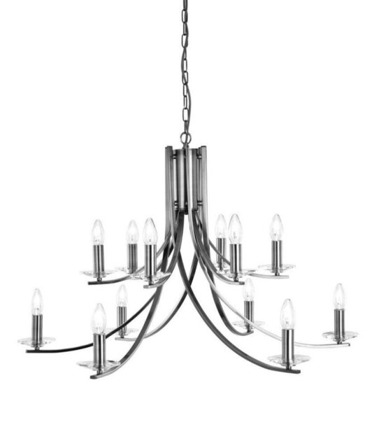 Searchlight 41612-12SS Ascona 12 Light Multi Arm Ceiling Light Silver