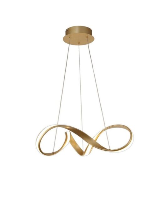 Ashton Small LED Ceiling Pendant In Sand Gold And Opal White - Length: 600mm