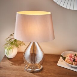 Endon KEW-TLGO Kew Glass Table Lamp with Mink Shade
