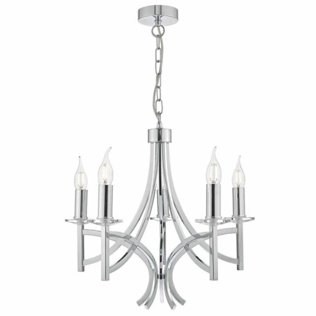 Dar LYO0550 Lyon 5 Light Ceiling Pendant In Polished Chrome