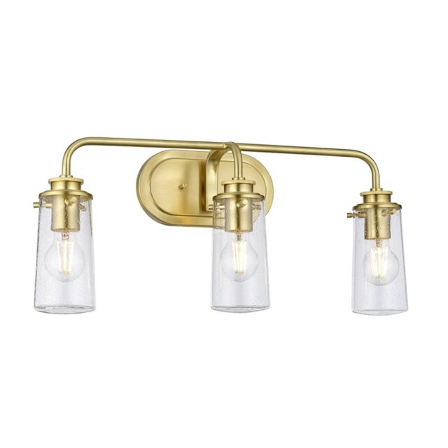 Quintiesse QN-BRAELYN3-BB Braelyn Vintage 3 Light Wall Light In Brushed Brass