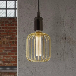 Searchlight Wire Drum Lamp In Gold Finish 16005GO