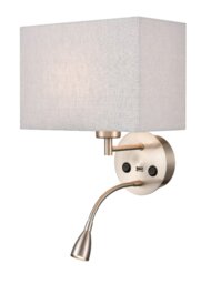 Franklite WB109/1181 Wall Light In Satin Nickel With Reading Light And Shade