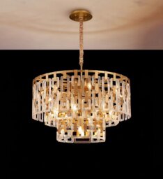 Italica 83 cm 3 Tier Round Pendant In Matt Gold Finish With Clear Glass