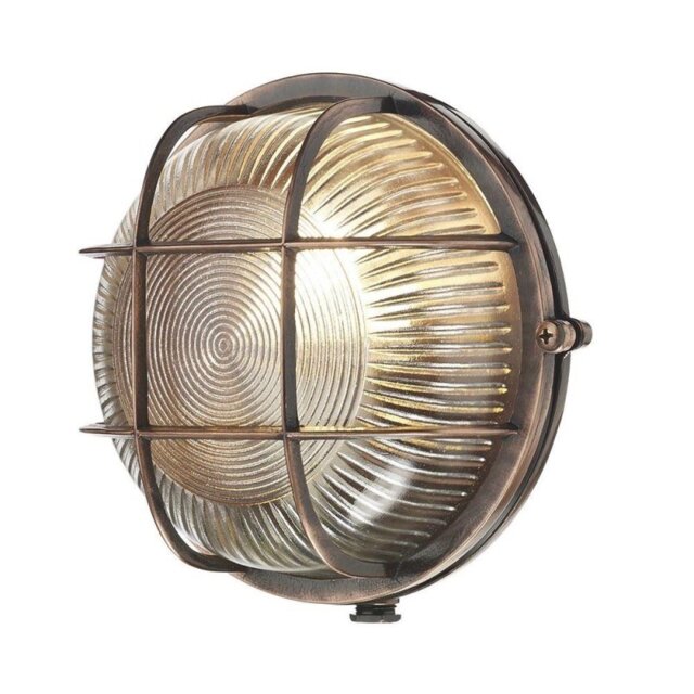 David Hunt Lighting ADM5064 Admiral 1 Light Round Wall Light In Antique Copper