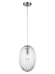 Franklite PCH223 Almond 1 Light Small Ceiling Pendant Light In Clear Glass Finish
