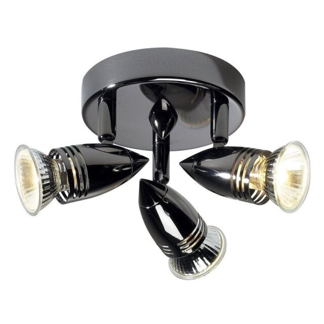 Dar GEM7667 Gemini Black Chrome 3 Light Plate LED Spotlight.