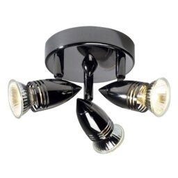 Dar GEM7667 Gemini Black Chrome 3 Light Plate LED Spotlight.