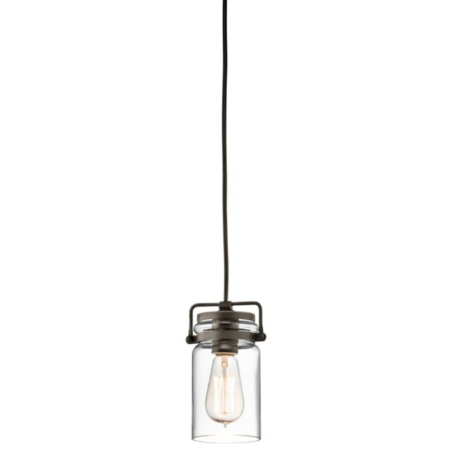 KL-BRINLEY-MP-OZ Brinley 1 Light Bronze Vintage Glass Ceiling Pendant Light