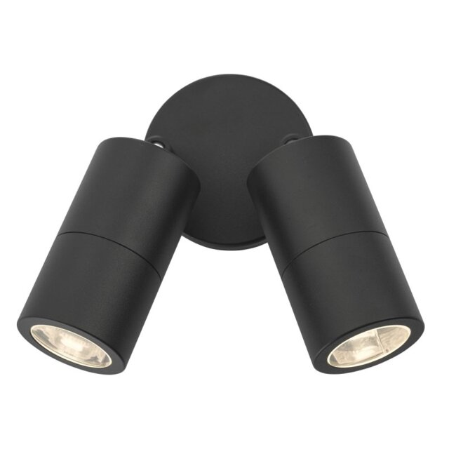 Dar ORT0922 Ortega 2 Light Outdoor Wall Light In Black