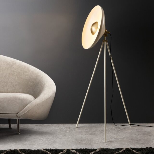 Endon 96563 Glo Floor Lamp In Warm White And Brushed Brass Finish