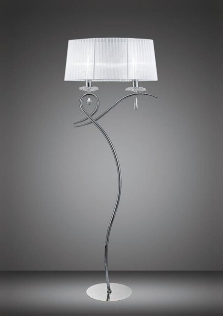 Mantra M5280 Louise 2 Light Floor Lamp In Chrome With White Shade