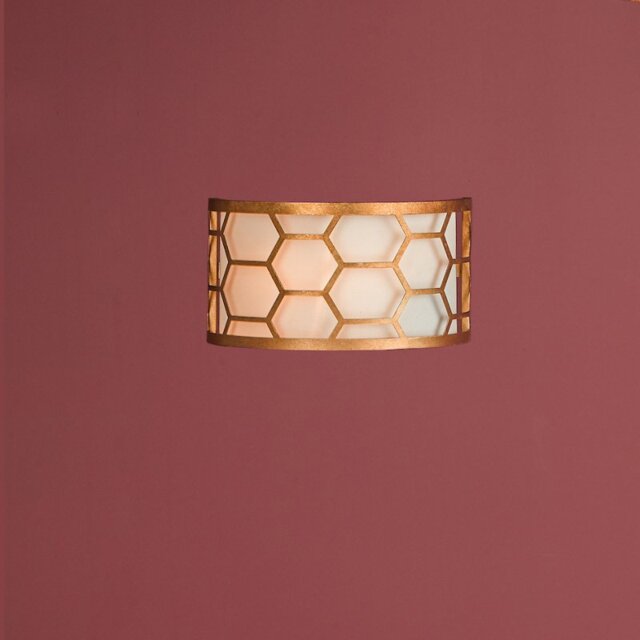 Dar EPS0712 Epstein 1 Light Wall Light In Gold With Ivory Linen Shade