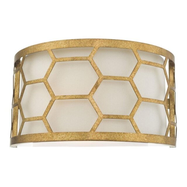 Dar EPS0712 Epstein 1 Light Wall Light In Gold With Ivory Linen Shade