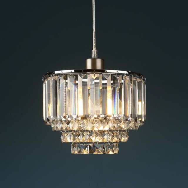Laura Ashley Vienna Crystal Glass Easy Fit Ceiling Lampshade In Polished Chrome