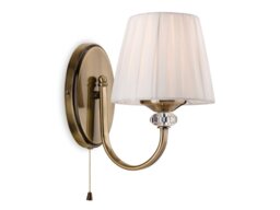Firstlight 4861AB Langham One Light Wall Light In Antique Brass With Pleated Cream Shade