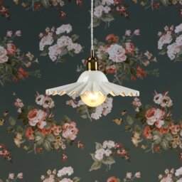 Laura Ashley Beca Large Ceiling Pendant With White Ceramic Shade And Antique Brass Detail